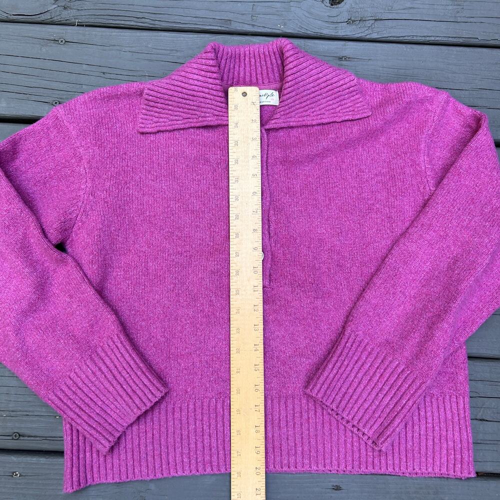 Free People Trading Up Polo Sweater Magenta Haze Pink Cotton Blend Size Small - Picture 5 of 9